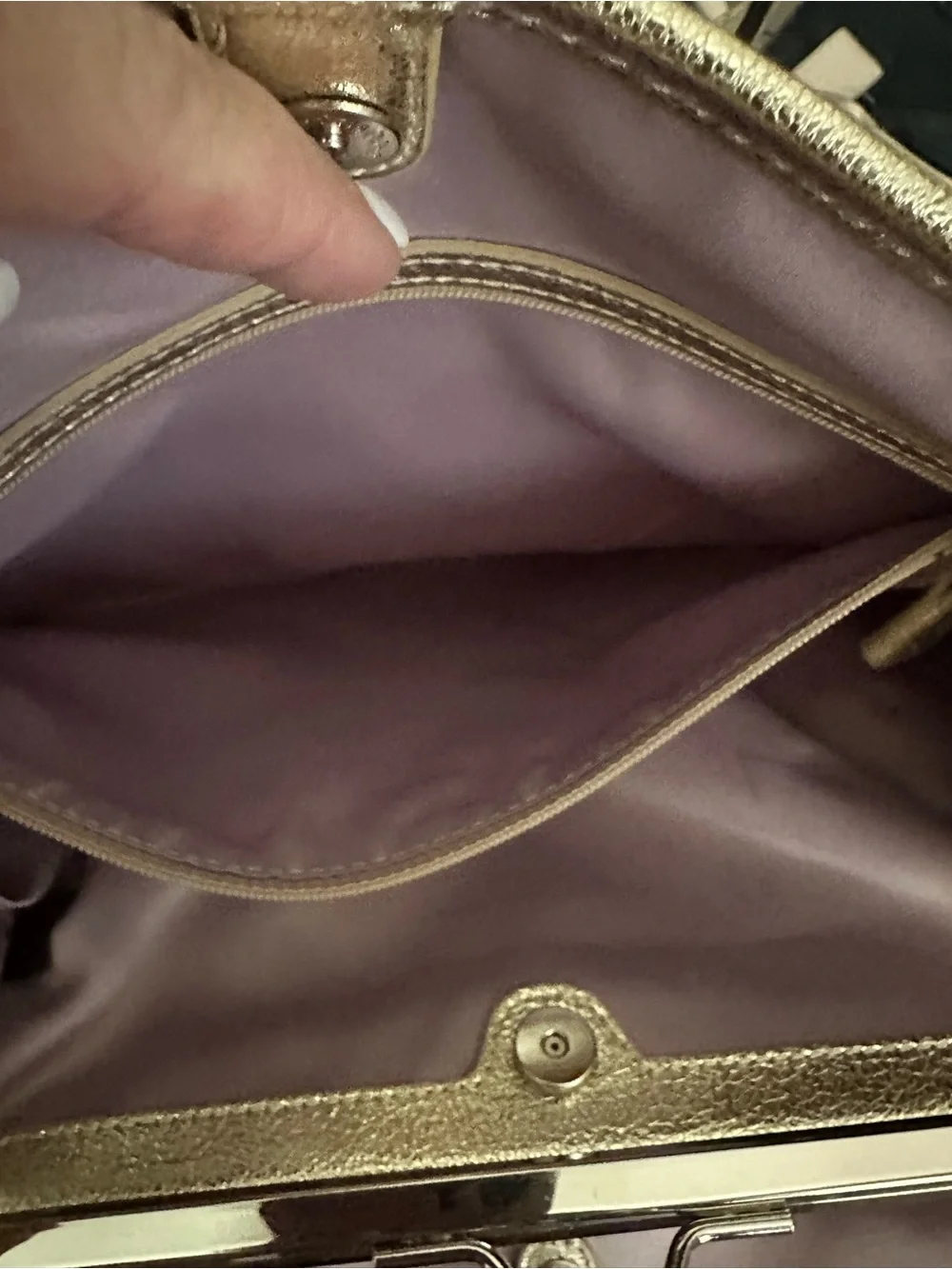 Coach Lavender Plaid Tote with Metallic Gold Trim